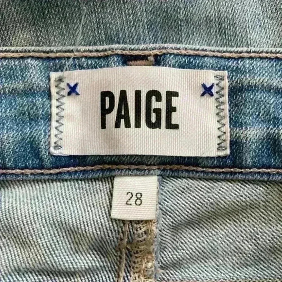 Paige light wash distressed verdugo ankle shade-b jeans in size 28 - Picture 5 of 6